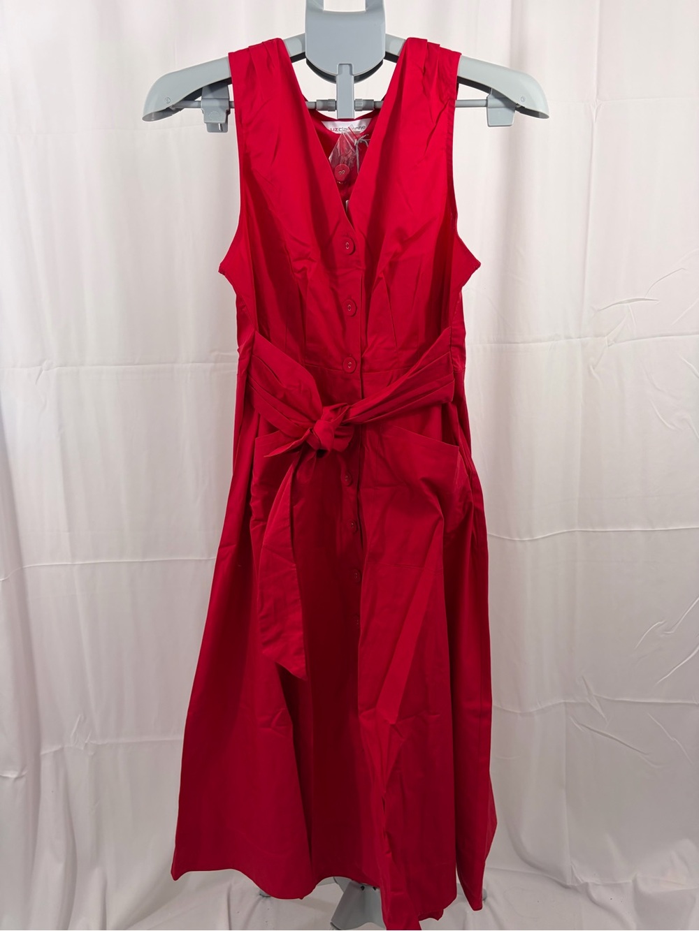 NWT Liz Claiborne Women’s Size PM Red Sleeveless Tie-Waist Dress